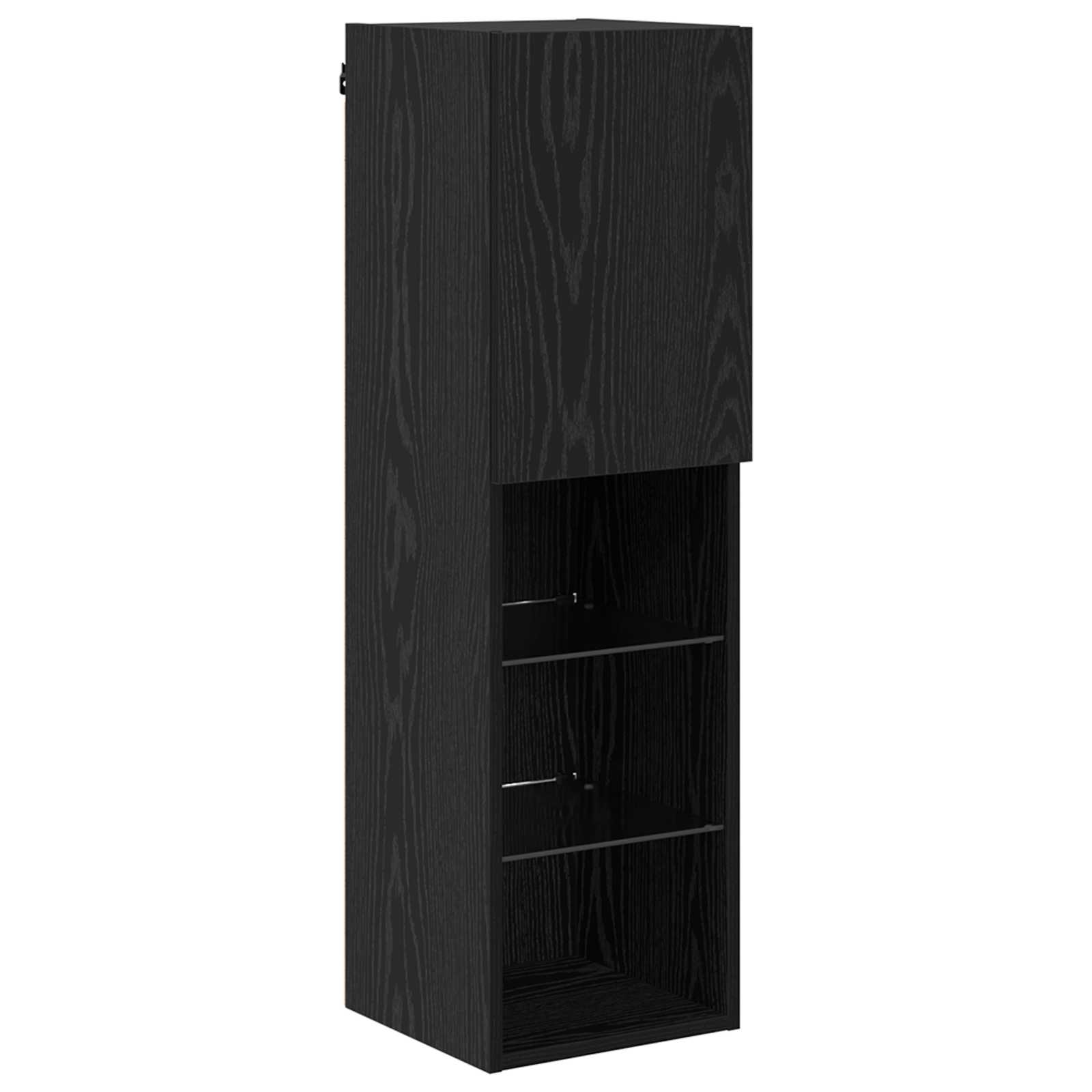 Unità TV da Parete con led 4 pcs Rovere Nero Legno multistrato
