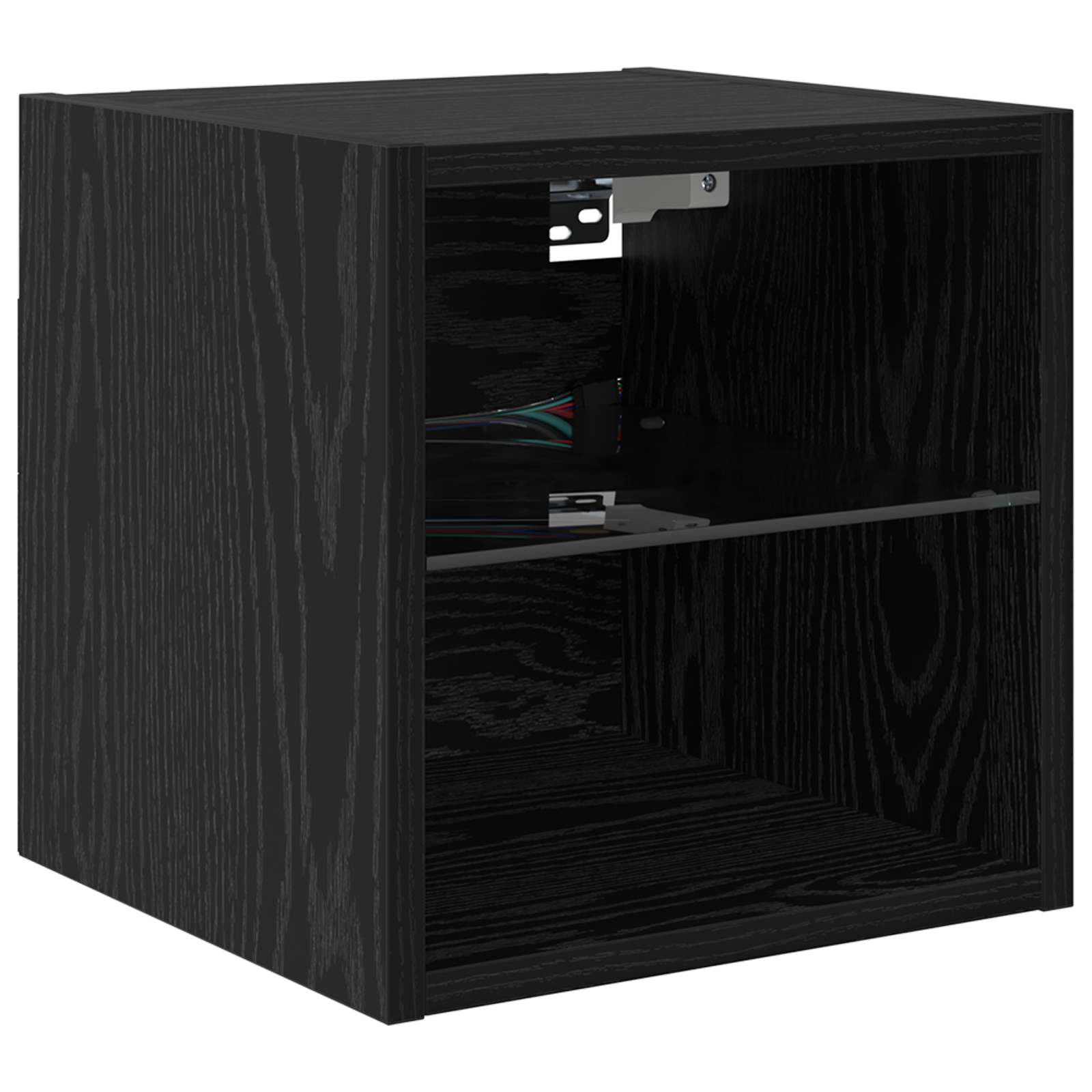 Unità TV da Parete con led 4 pcs Rovere Nero Legno multistrato