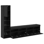 Unità TV da Parete con led 4 pcs Rovere Nero Legno multistrato