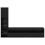 Unità TV da Parete con led 4 pcs Rovere Nero Legno multistrato