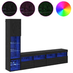 Unità TV da Parete con led 4 pcs Rovere Nero Legno multistrato