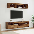 Unità a muro per TV con LED 5 pcs Legno vecchio 80 x 30 x 40 cm