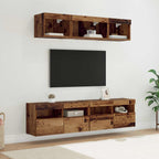 Unità a muro per TV con LED 5 pcs Legno vecchio 80 x 30 x 40 cm