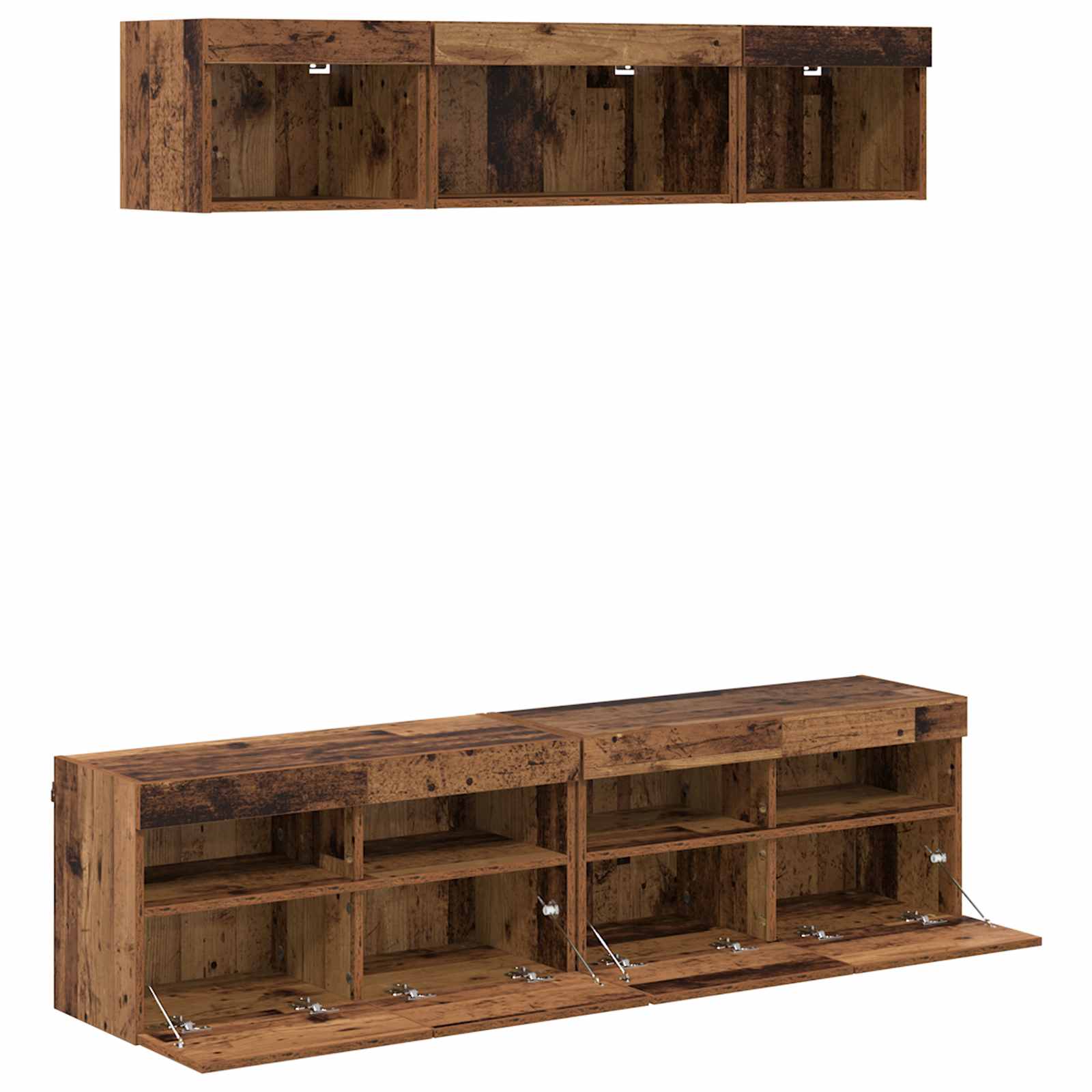 Unità a muro per TV con LED 5 pcs Legno vecchio 80 x 30 x 40 cm