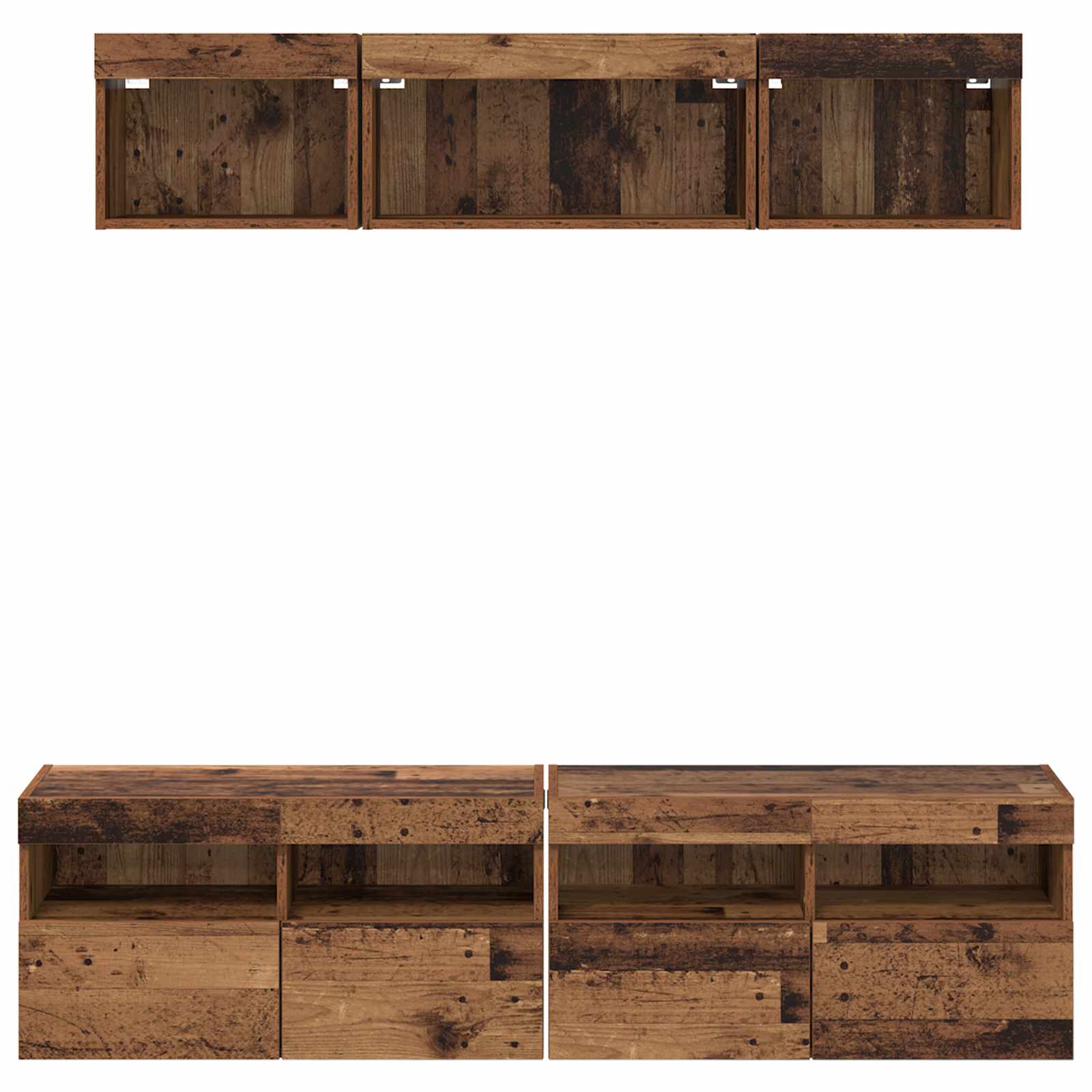 Unità a muro per TV con LED 5 pcs Legno vecchio 80 x 30 x 40 cm