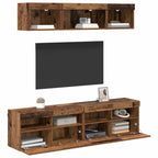 Unità a muro per TV con LED 5 pcs Legno vecchio 80 x 30 x 40 cm