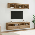 Unità a muro per TV con LED con led 5 pcs Rovere artigianale