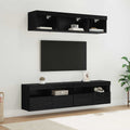 Unità a muro per TV con LED 5 pcs Rovere Nero 80 x 30 x 40 cm