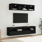 Unità a muro per TV con LED 5 pcs Rovere Nero 80 x 30 x 40 cm