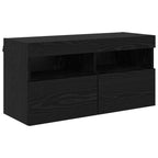 Unità a muro per TV con LED 5 pcs Rovere Nero 80 x 30 x 40 cm
