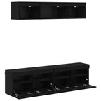 Unità a muro per TV con LED 5 pcs Rovere Nero 80 x 30 x 40 cm