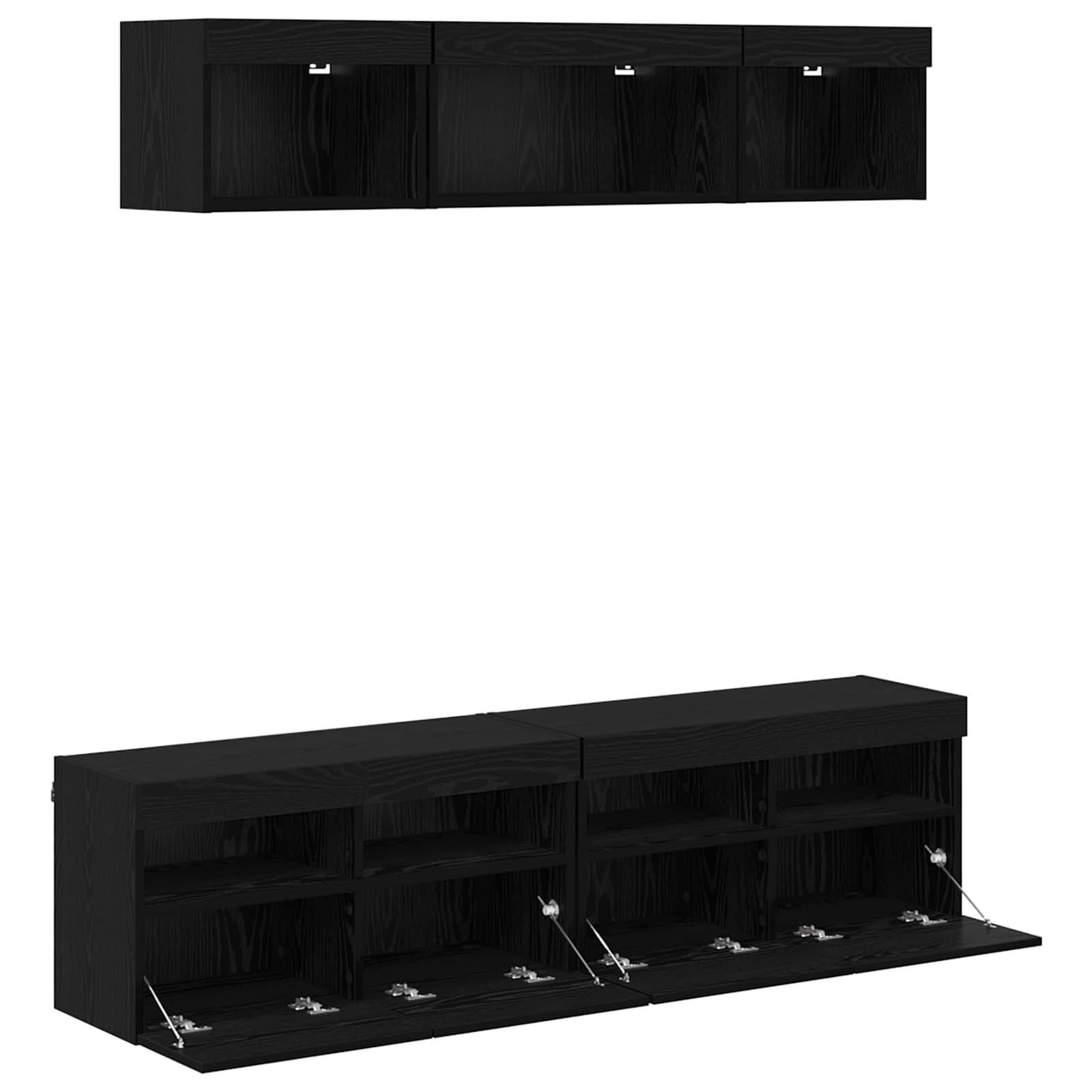 Unità a muro per TV con LED 5 pcs Rovere Nero 80 x 30 x 40 cm