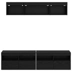 Unità a muro per TV con LED 5 pcs Rovere Nero 80 x 30 x 40 cm