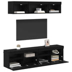 Unità a muro per TV con LED 5 pcs Rovere Nero 80 x 30 x 40 cm