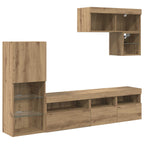 Unità per TV a Muro 6 pcs Rovere artigianale Legno multistrato
