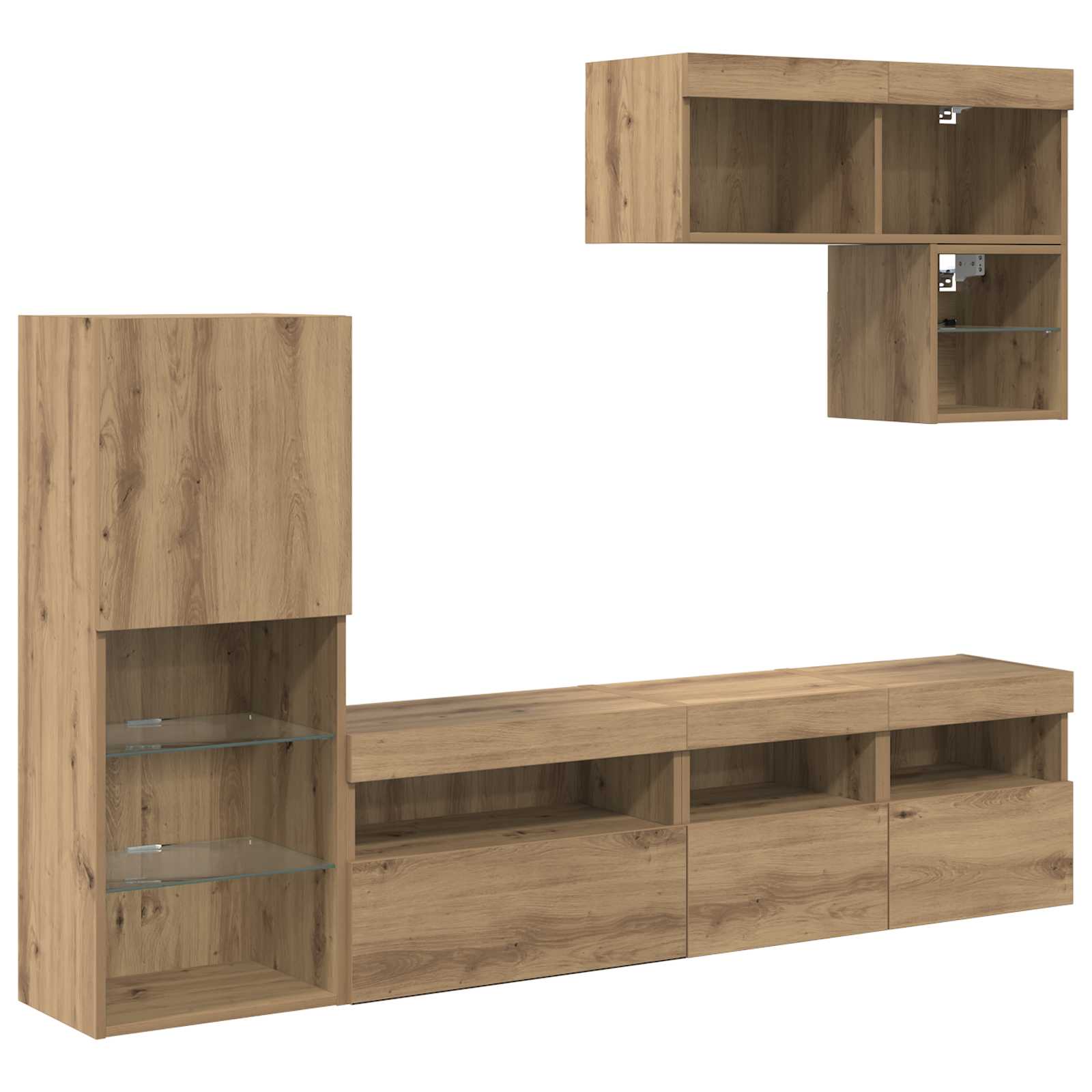 Unità per TV a Muro 6 pcs Rovere artigianale Legno multistrato
