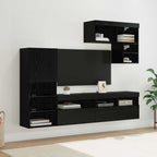 Unità per TV a Muro 6 pcs Rovere Nero Legno multistrato