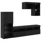 Unità per TV a Muro 6 pcs Rovere Nero Legno multistrato