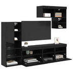 Unità per TV a Muro 6 pcs Rovere Nero Legno multistrato