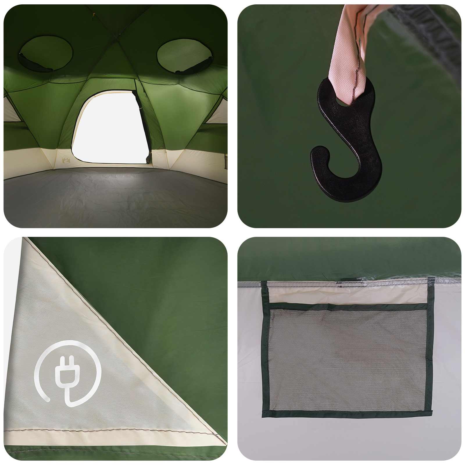 Tenda a cupola con tetto rimovibile Verde 8 persone