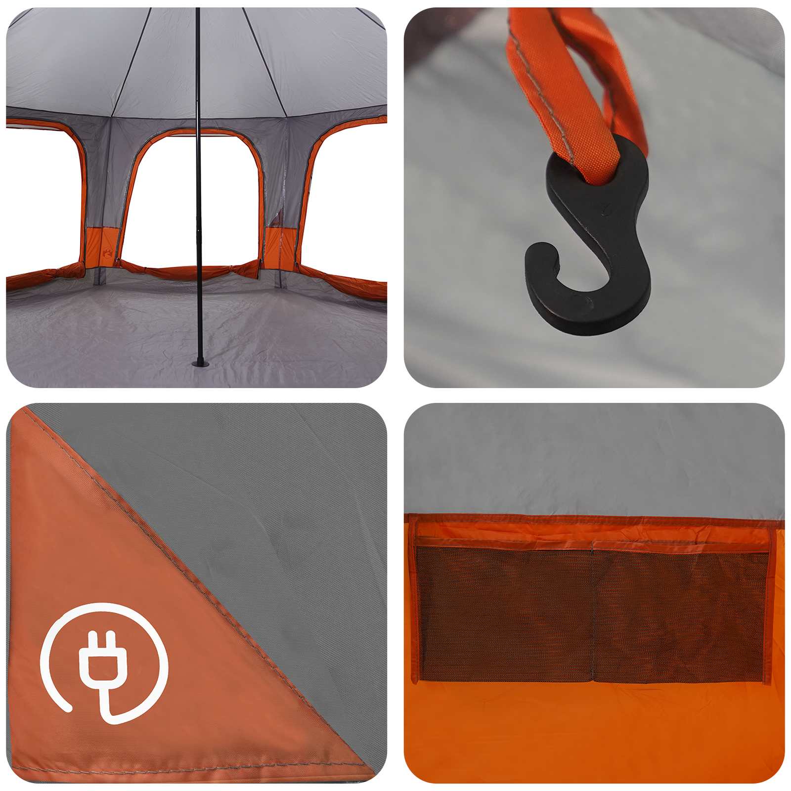 Tenda Familiare Grigio e arancione 5 persone