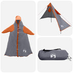 Poncho da pioggia 2-in-1 con cappuccio Grigio e arancione