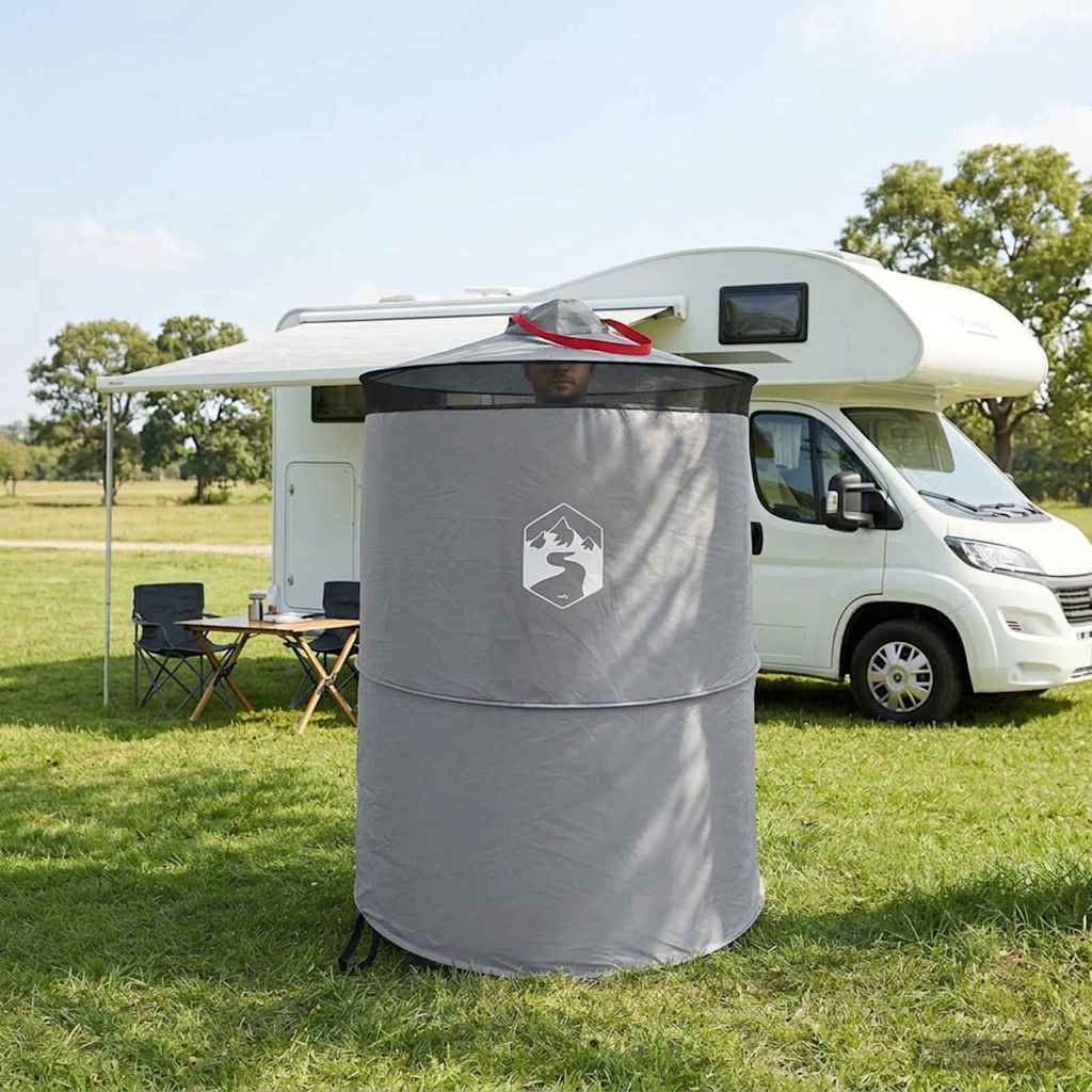 Tenda per toilet pop-up con corda sospesa Grigio e arancione