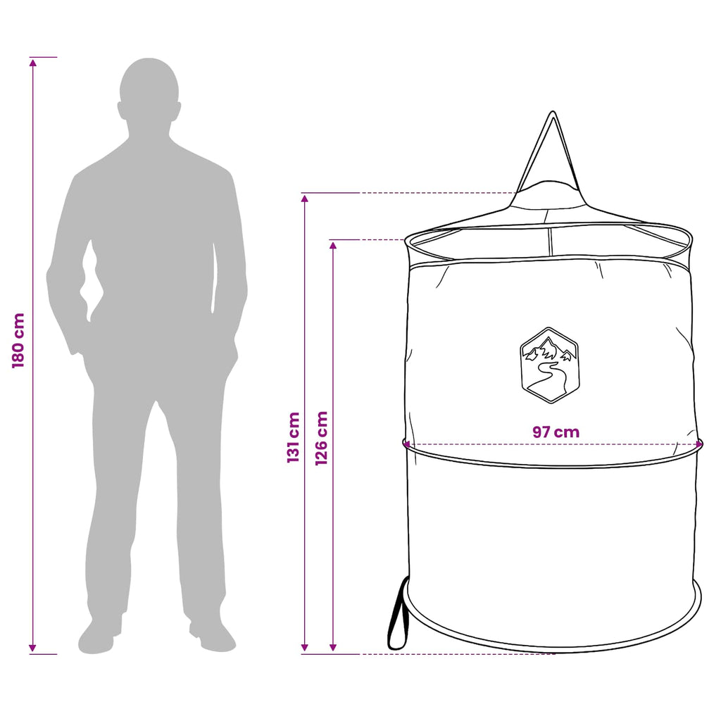Tenda per toilet pop-up con corda sospesa Grigio e arancione