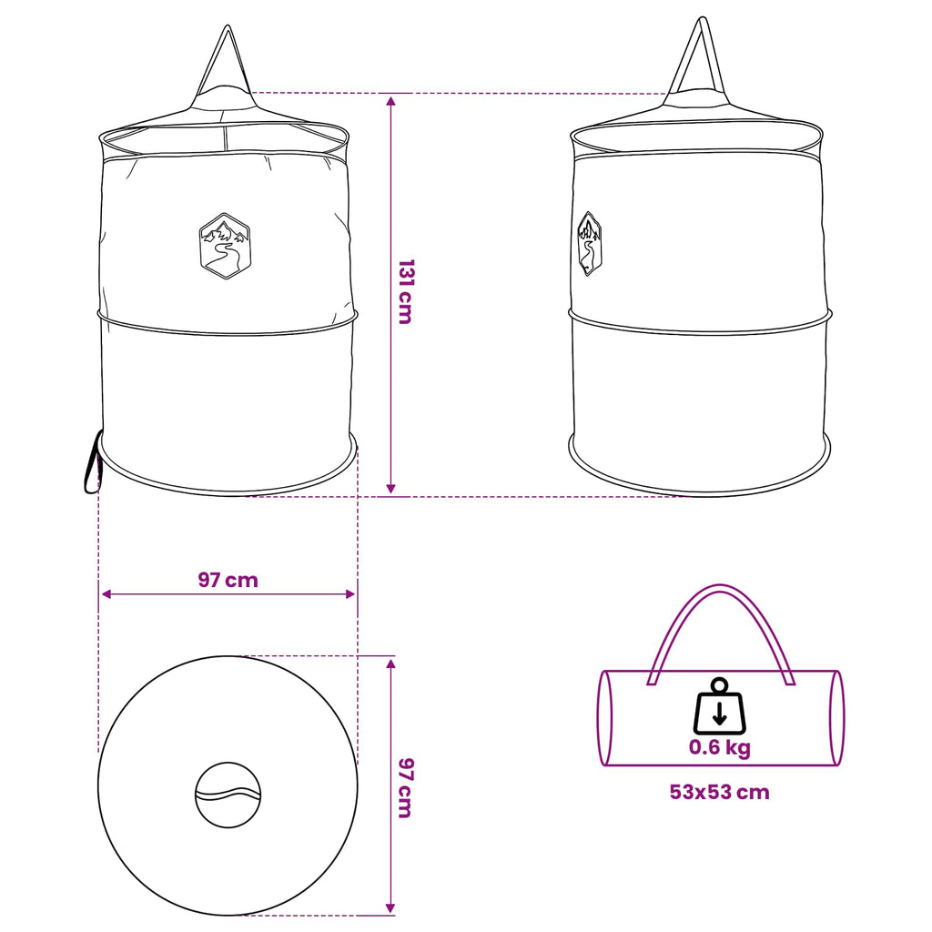 Tenda per toilet pop-up con corda sospesa Grigio e arancione