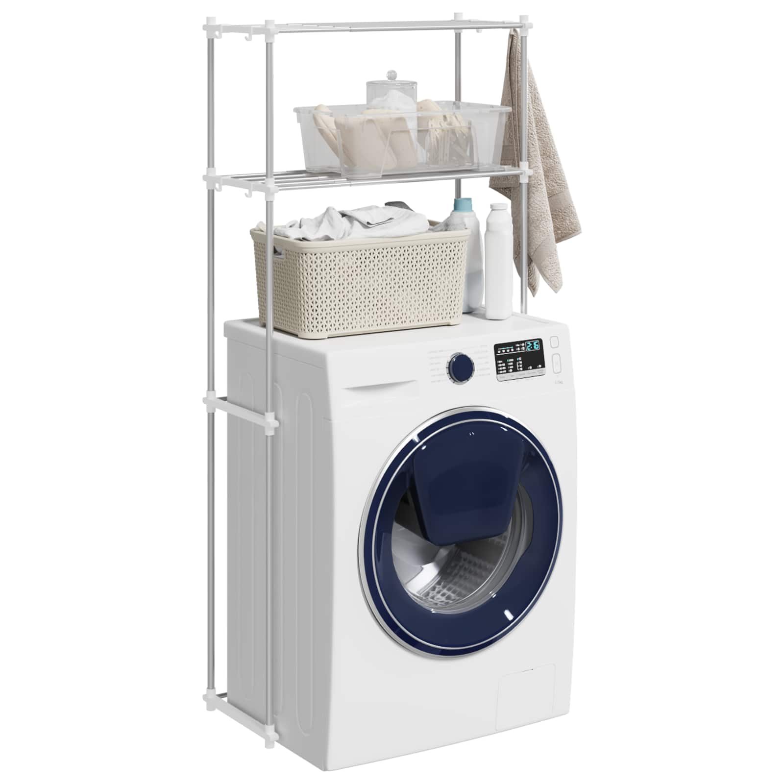 Mensola per lavatrice Bianco 70 x 27 x 136 cm Alluminio