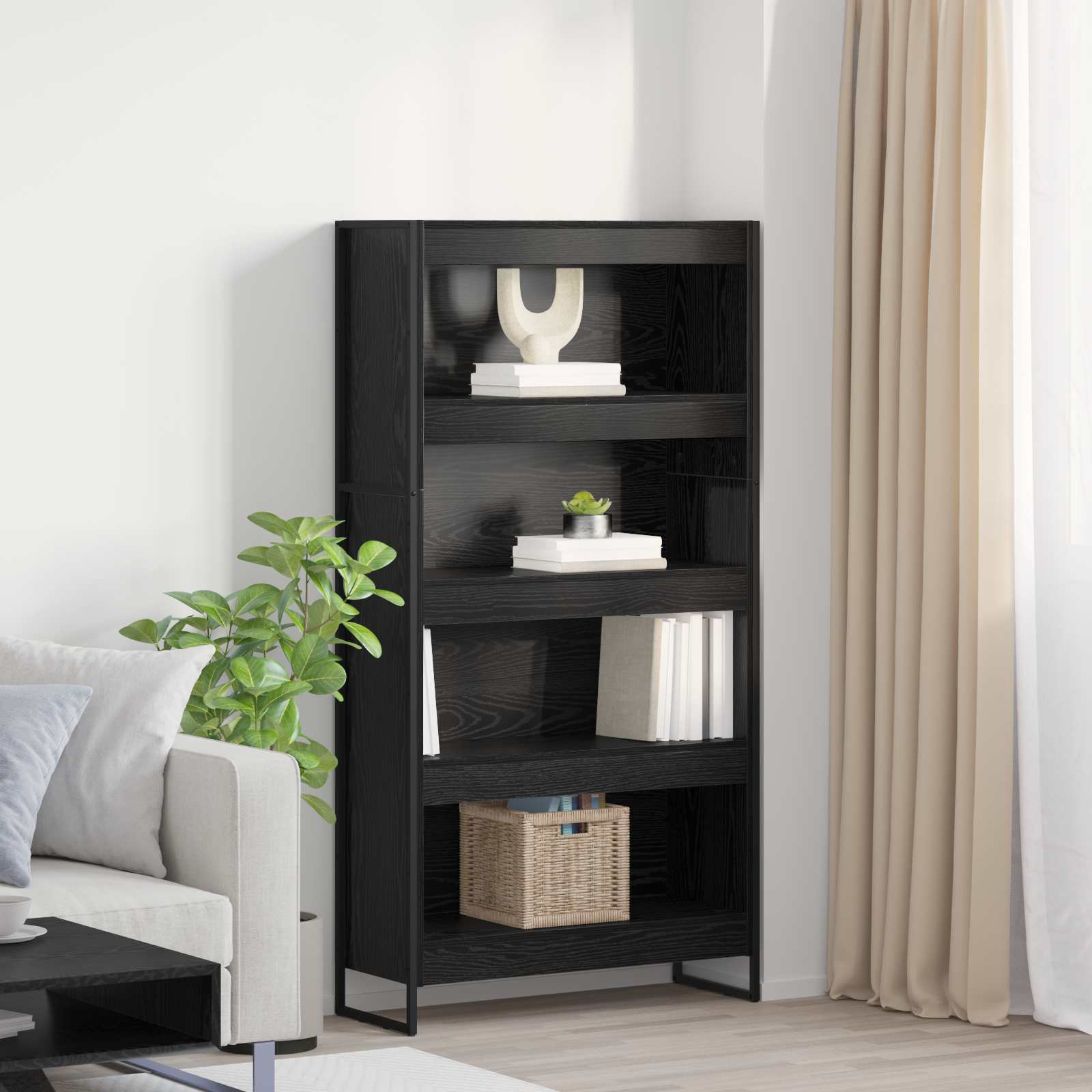 Armadio per Libri 2 pcs Rovere Nero 80 x 30 x 155 cm