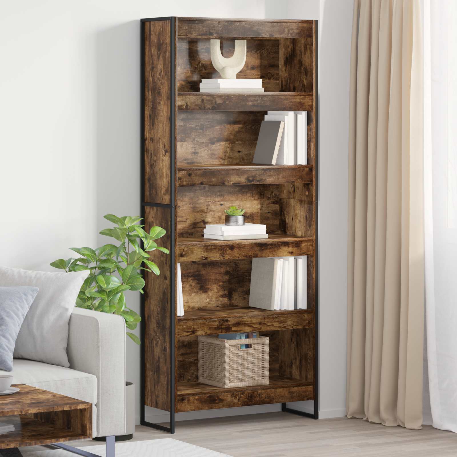 Armadio per Libri 2 pcs Quercia Fumosa 80 x 30 x 189,5 cm