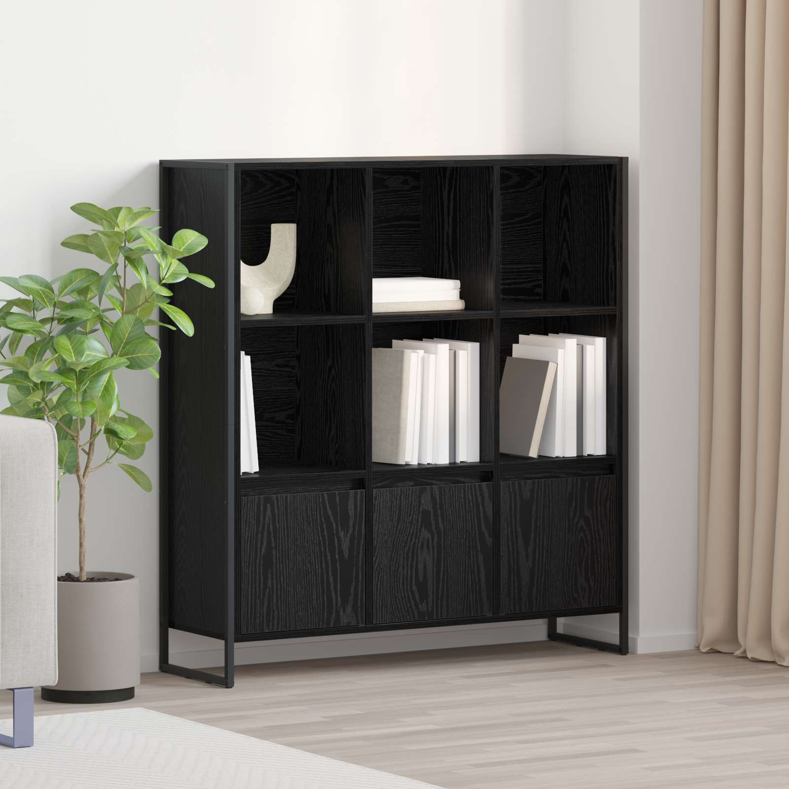 Armadio per Libri 2 pcs Rovere Nero 99,5 x 30 x 108 cm