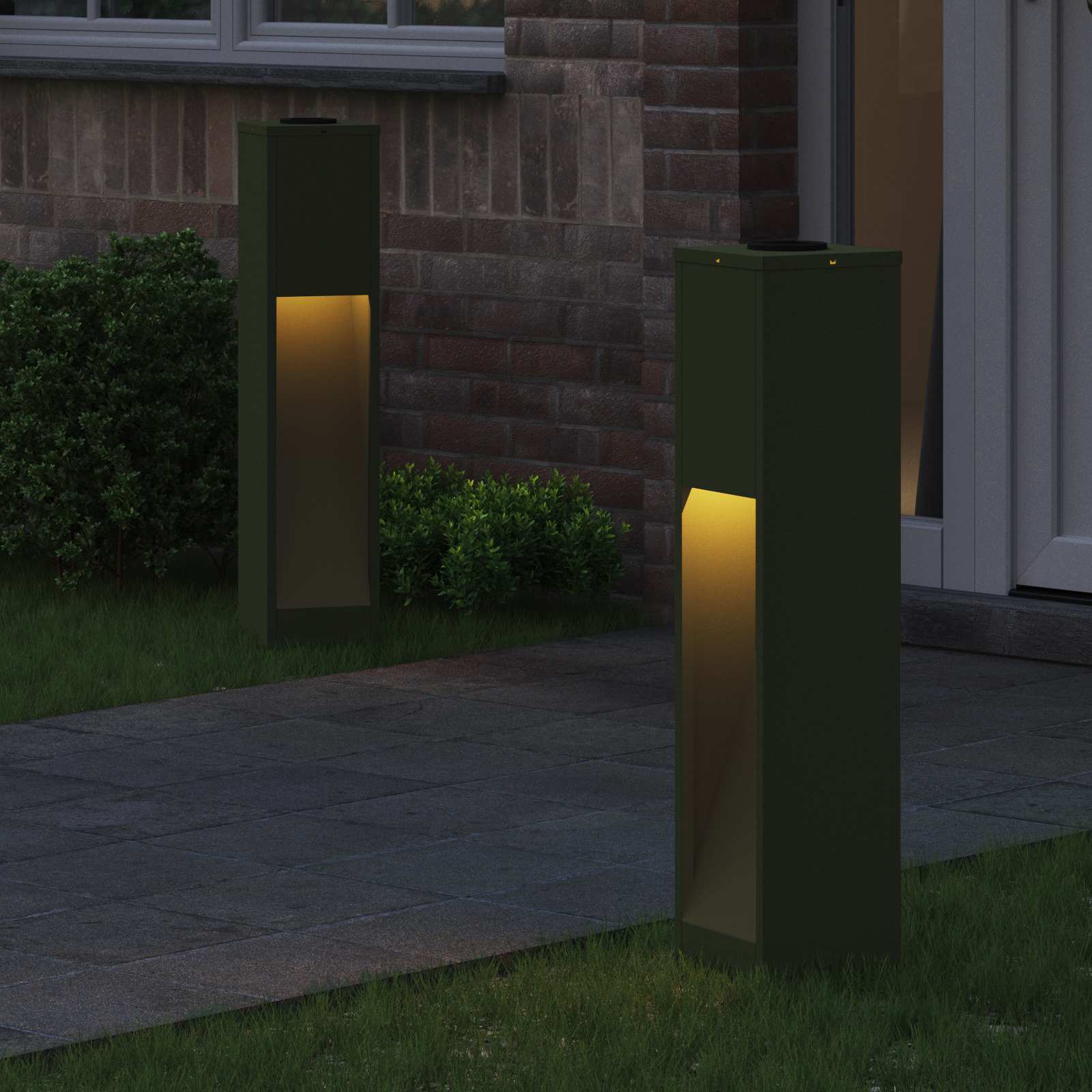 Lucina LED Solare da Percorso 2 pcs Verde oliva