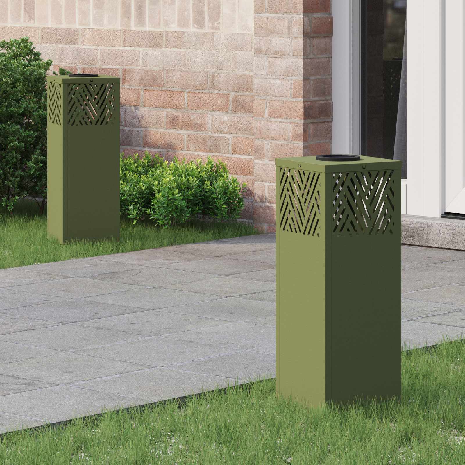 Faro LED solare per sentieri 2 pcs Verde oliva