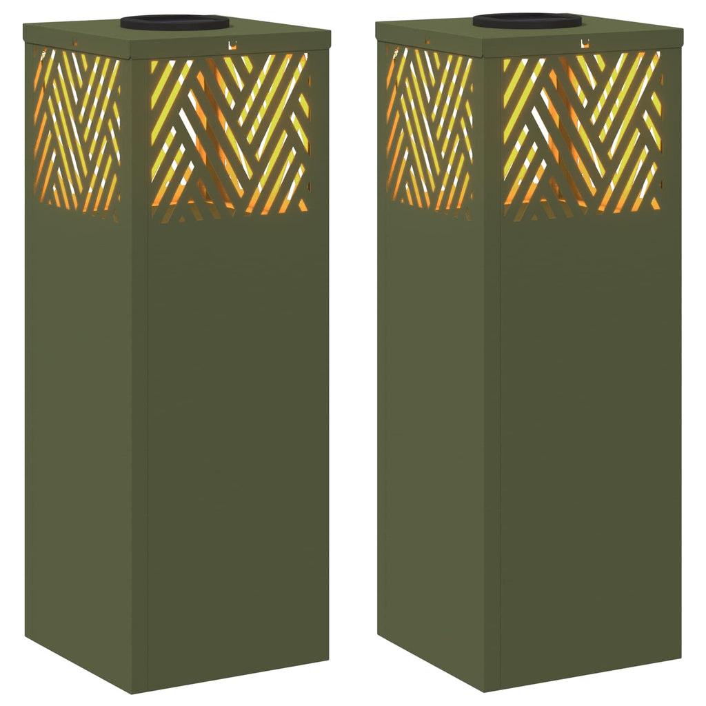 Faro LED solare per sentieri 2 pcs Verde oliva