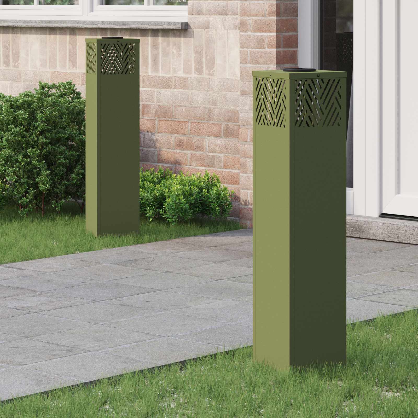 Faro LED solare per sentieri 2 pcs Verde oliva