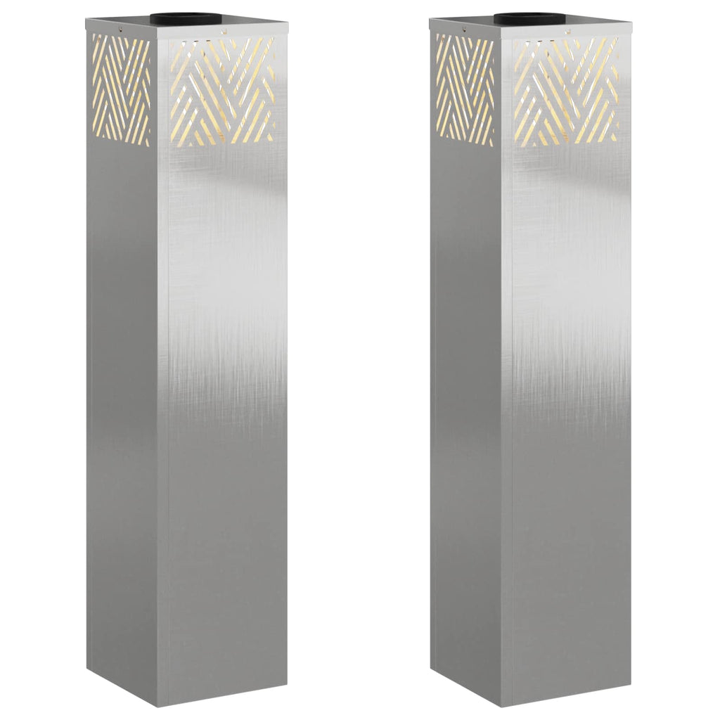Faro LED solare per sentieri 2 pcs Argento Acciaio inossidabile