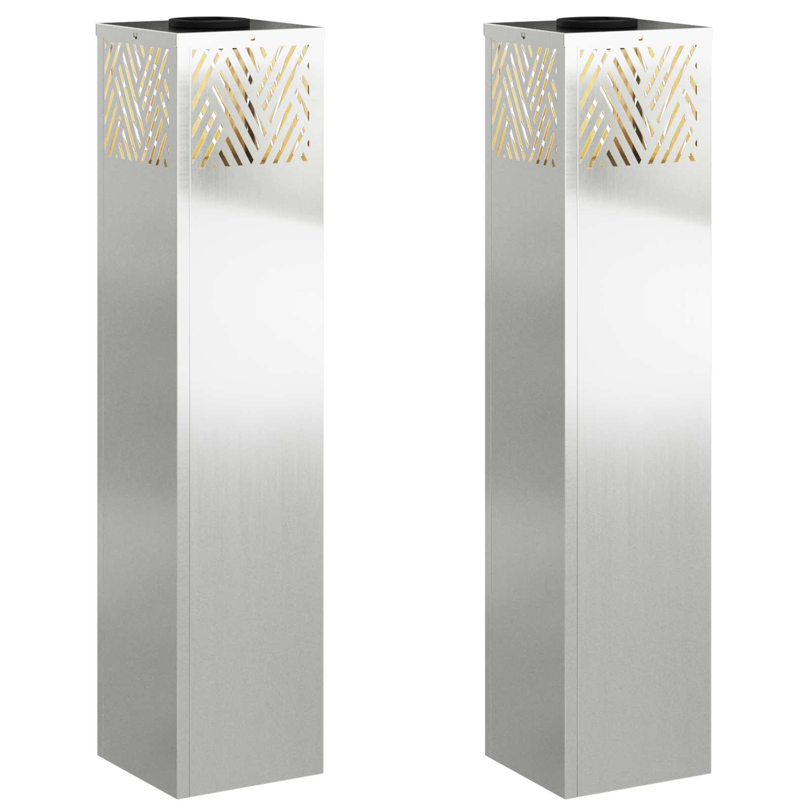Faro LED solare per sentieri 2 pcs Argento Zincato