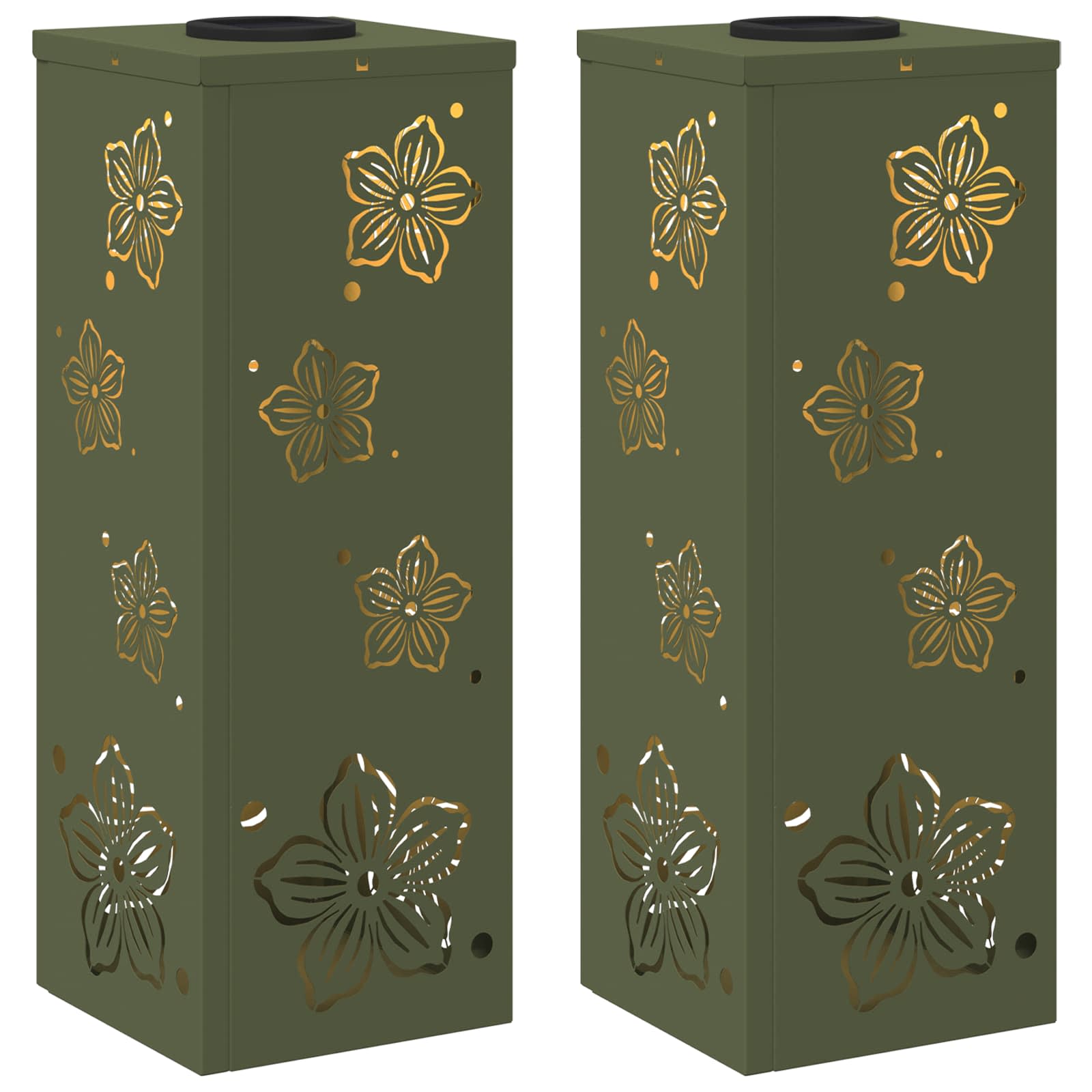 Faro LED solare per sentieri 2 pcs Verde oliva