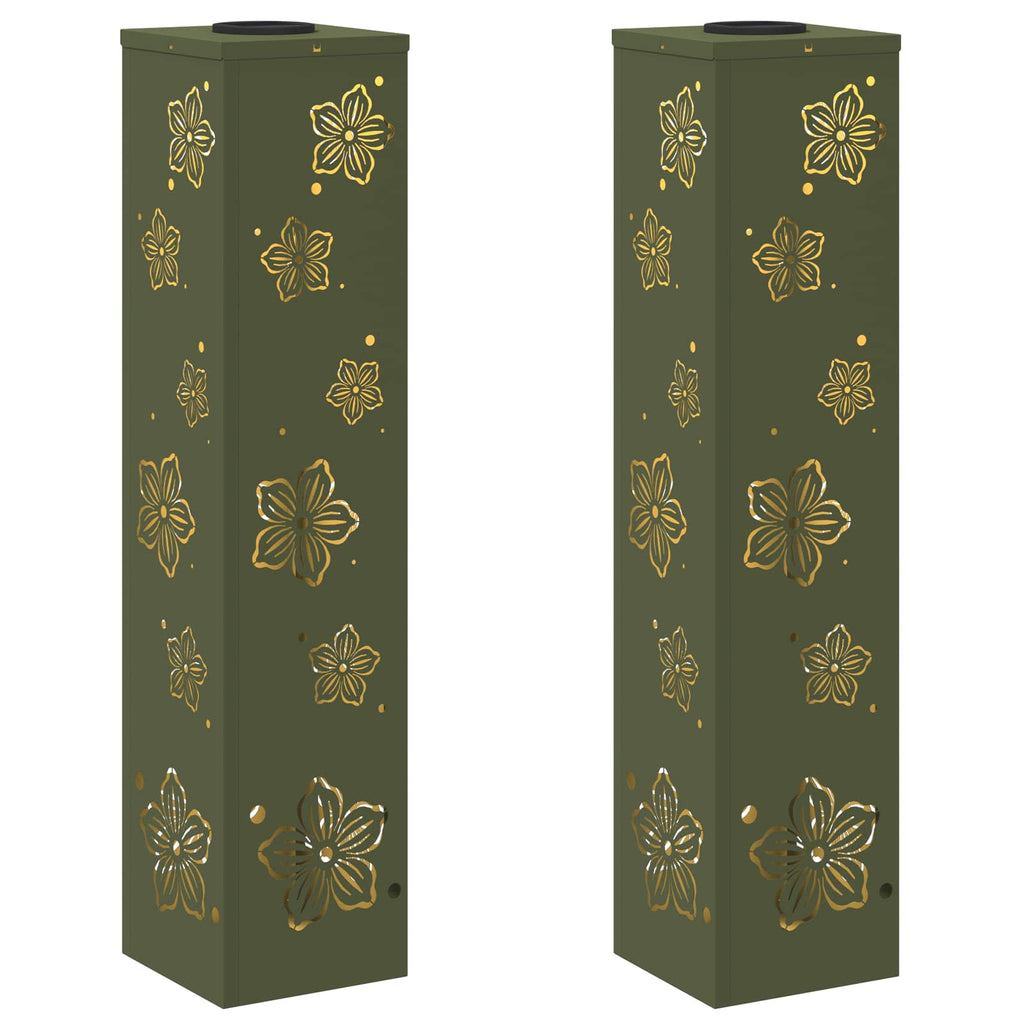 Faro LED solare per sentieri 2 pcs Verde oliva