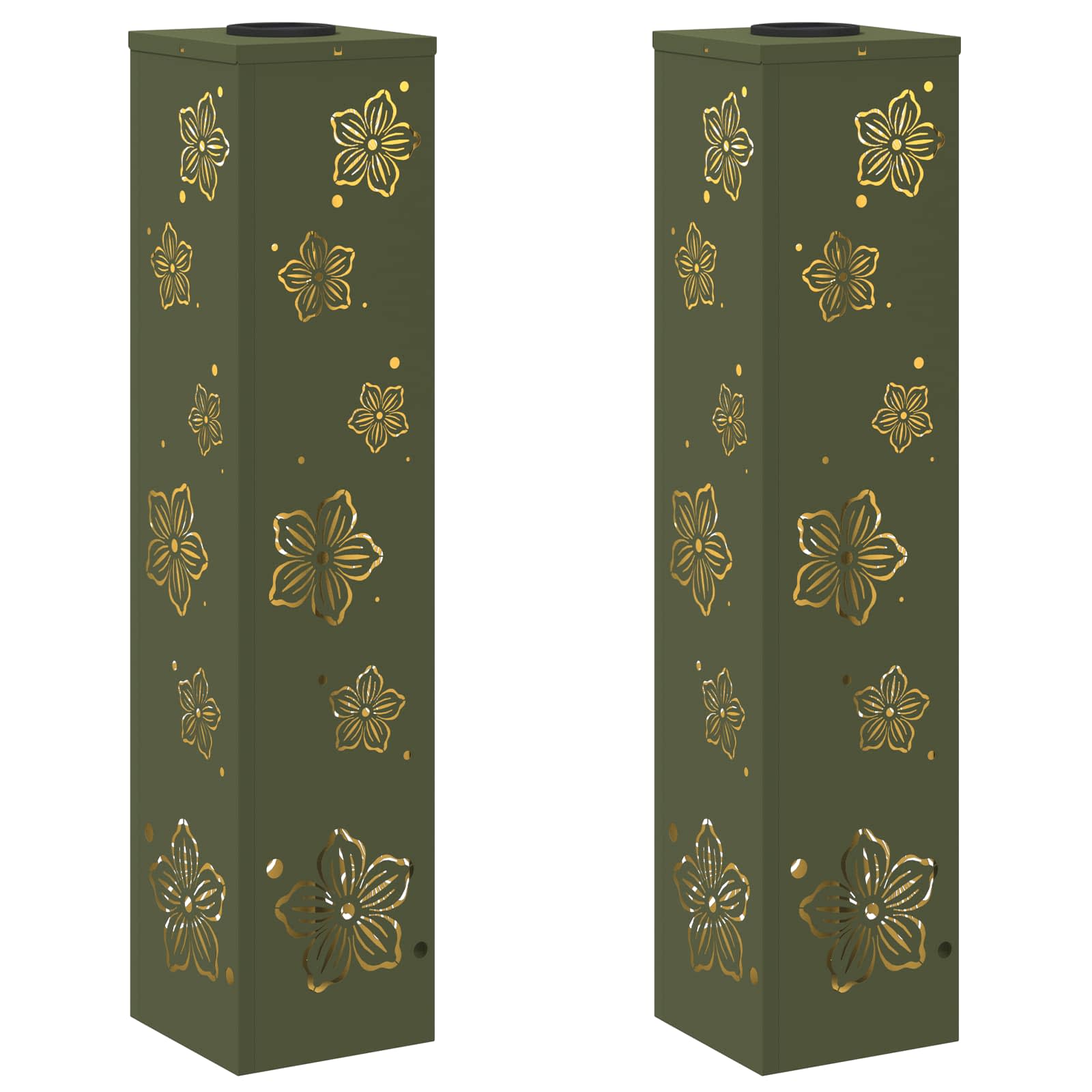 Faro LED solare per sentieri 2 pcs Verde oliva