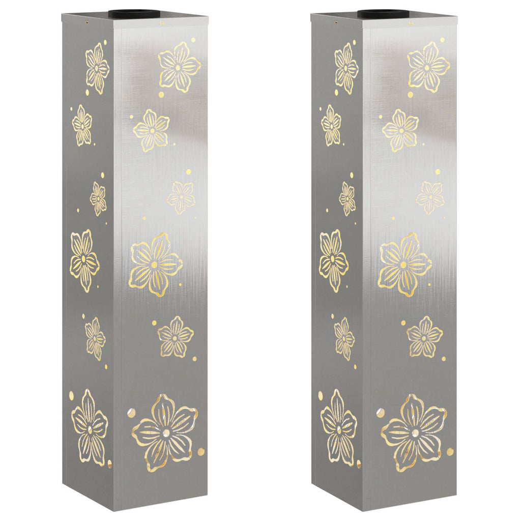 Faro LED solare per sentieri 2 pcs Argento Acciaio inossidabile