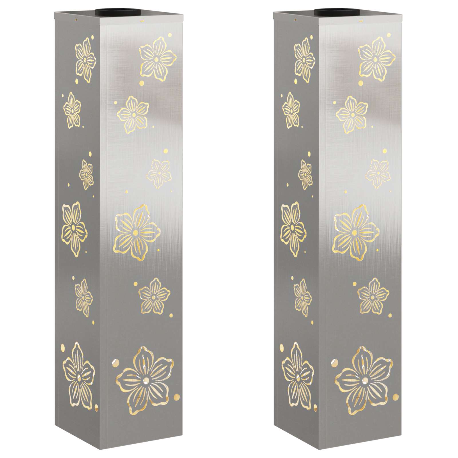 Faro LED solare per sentieri 2 pcs Argento Acciaio inossidabile