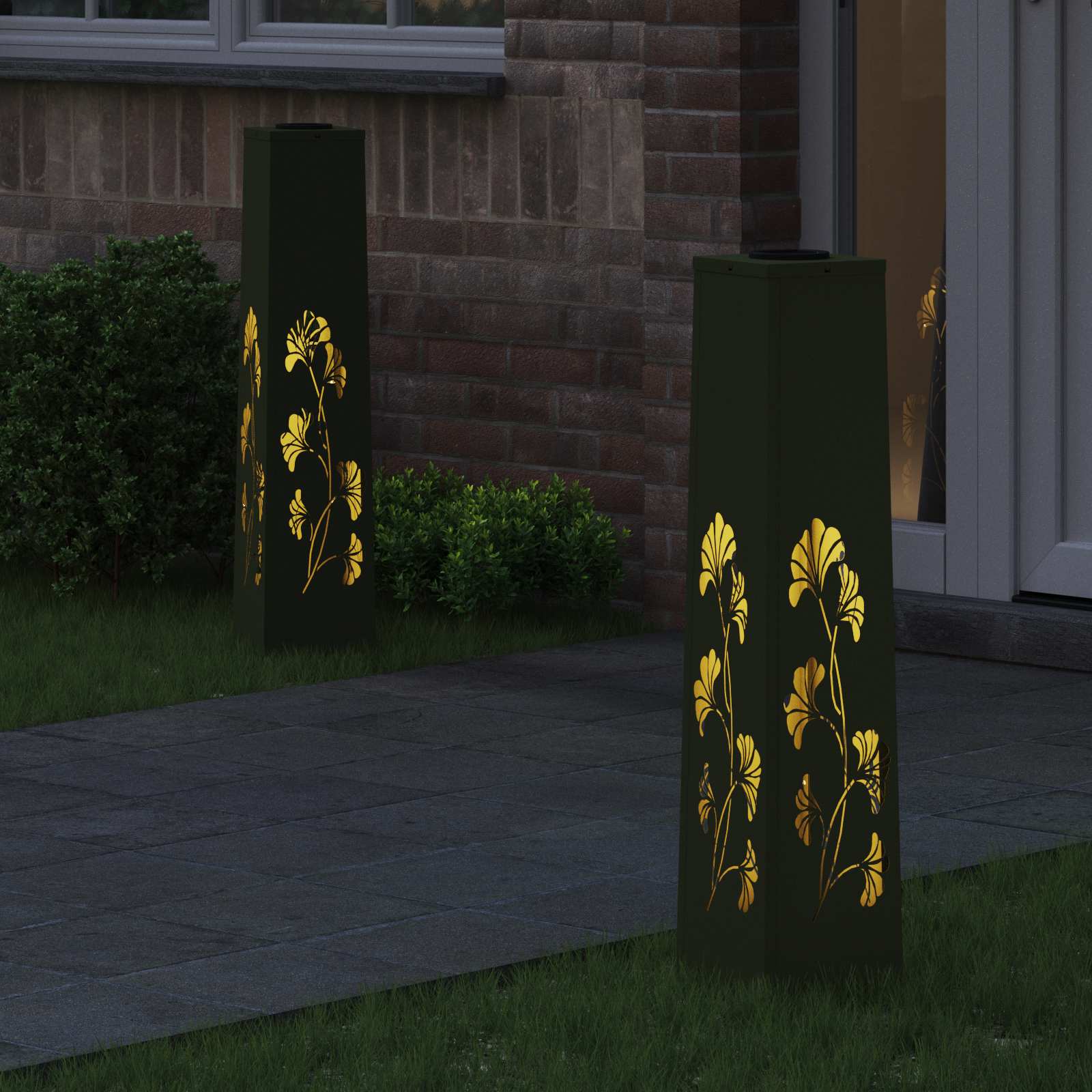 Faro LED solare per sentieri 2 pcs Verde oliva