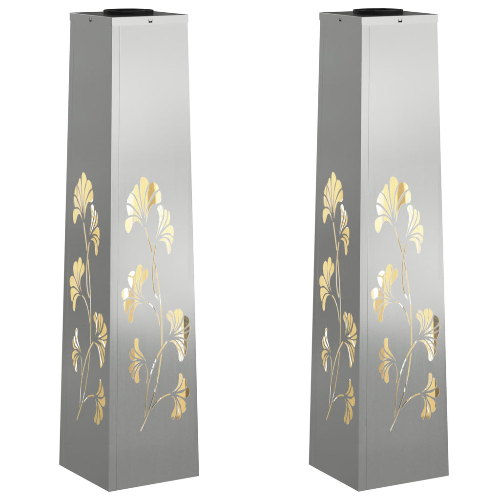Faro LED solare per sentieri 2 pcs Argento Acciaio zincato