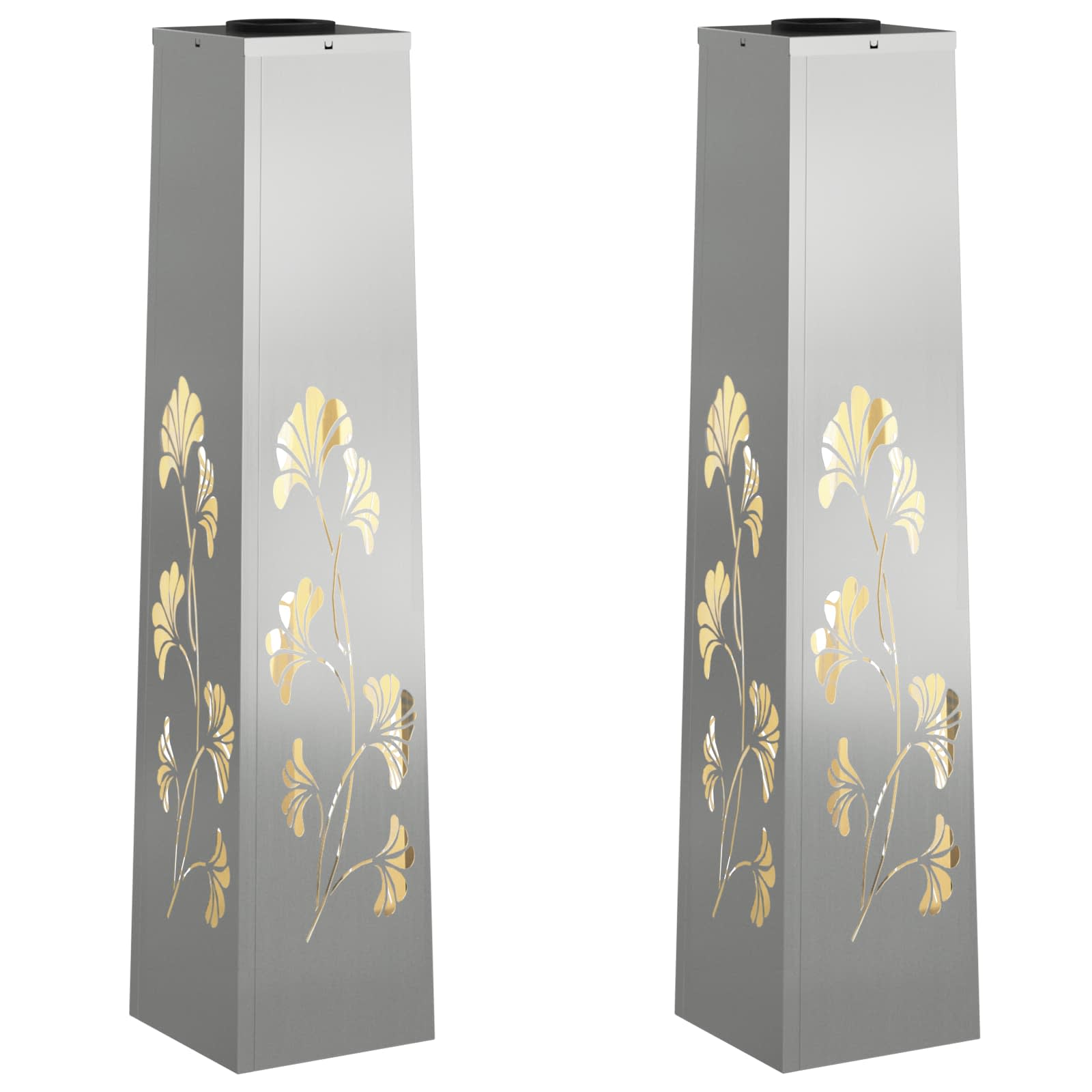 Faro LED solare per sentieri 2 pcs Argento Acciaio zincato