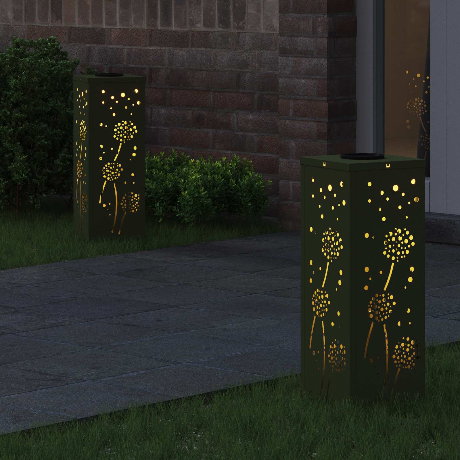 Faro LED solare per sentieri 2 pcs Verde oliva