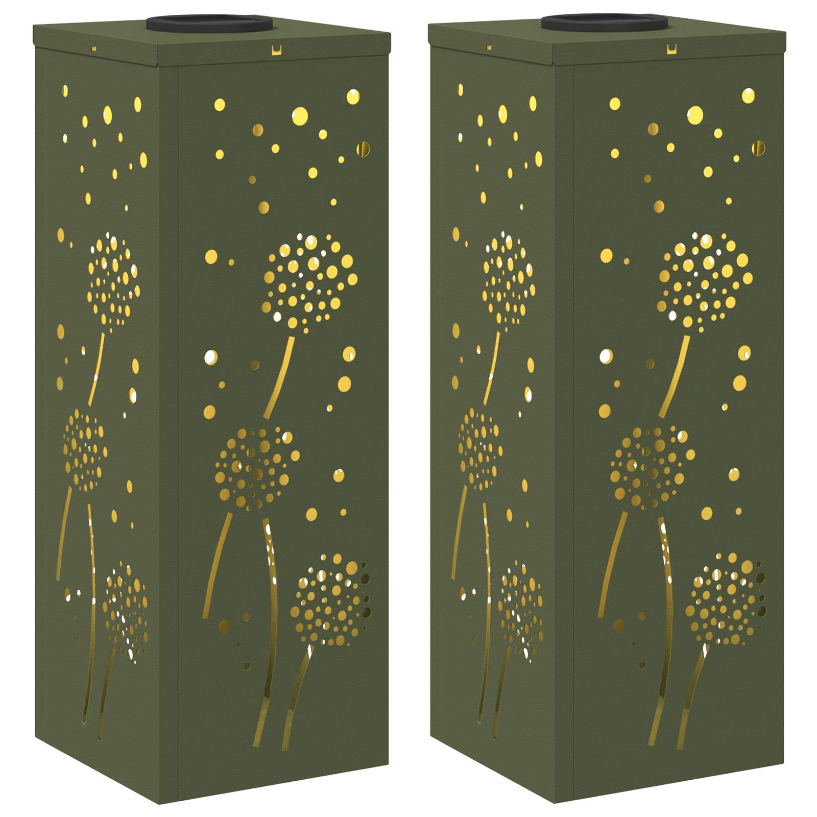 Faro LED solare per sentieri 2 pcs Verde oliva