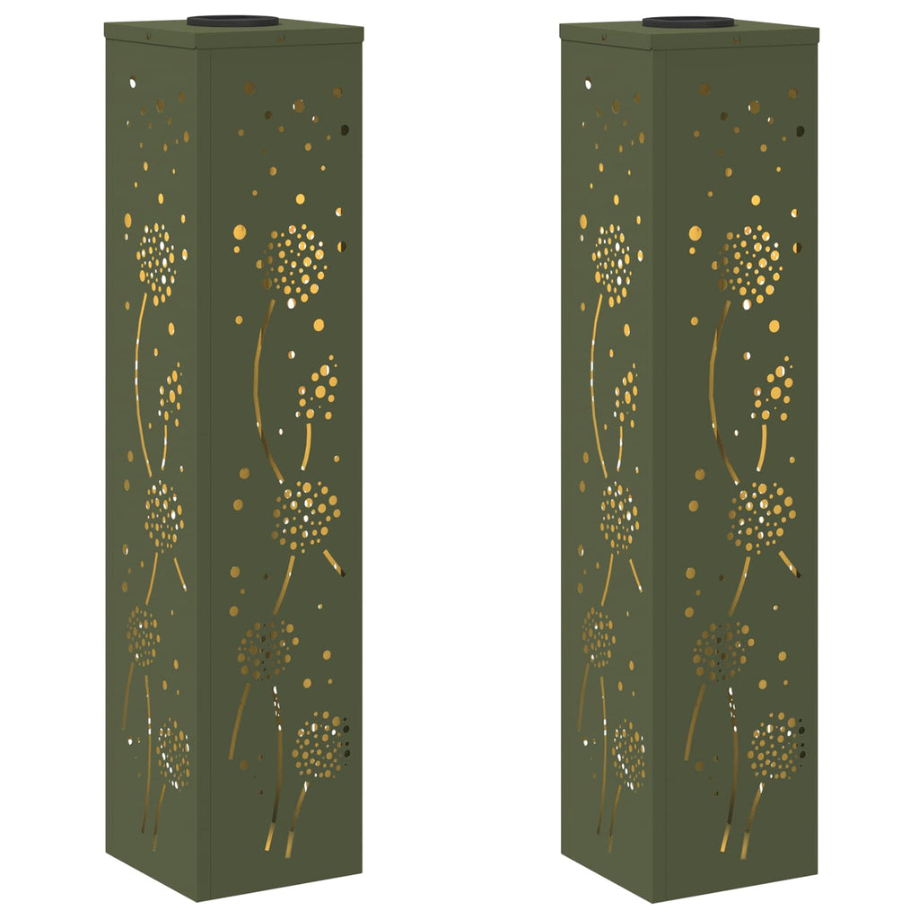 Faro LED solare per sentieri 2 pcs Verde oliva